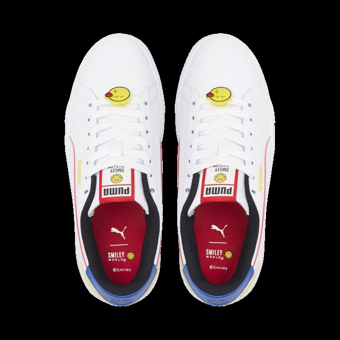Puma På Tilbud X Smileyworld Serve Pro Joggesko Store Barn Hvit-rød-kongelig Blå-gul