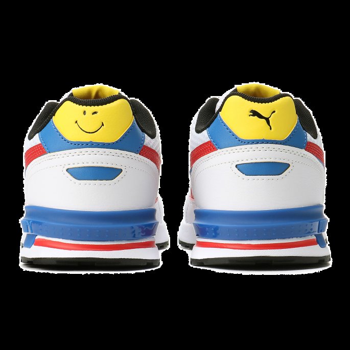 Puma På Tilbud X Smileyworld Graviton Joggesko Store Barn Hvit-rød-pulserende Gul-kongelig