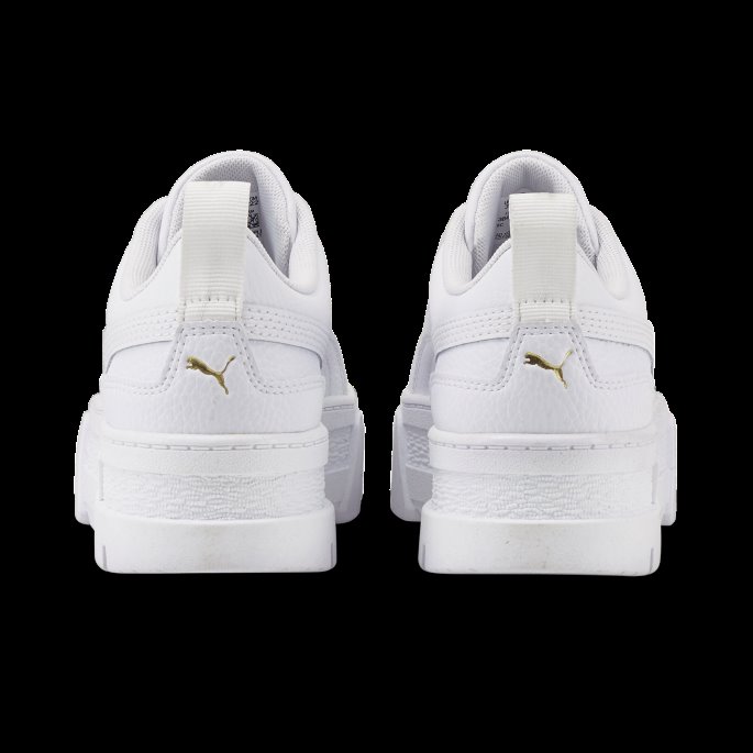 Puma På Tilbud Mayze Skinn Joggesko Store Barn Hvit-team Gull