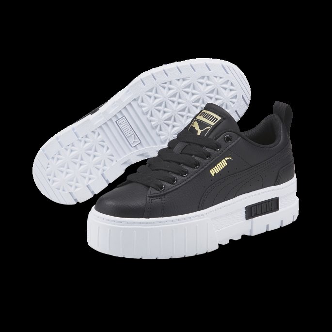 Puma På Tilbud Mayze Skinn Ungdomstrenere Black-team Gull
