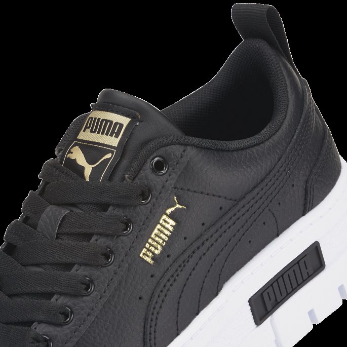 Black-team Gold Puma På Tilbud Mayze Skinn Ungdomstrenere