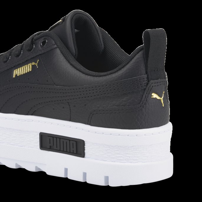Black-team Gold Puma På Tilbud Mayze Skinn Ungdomstrenere