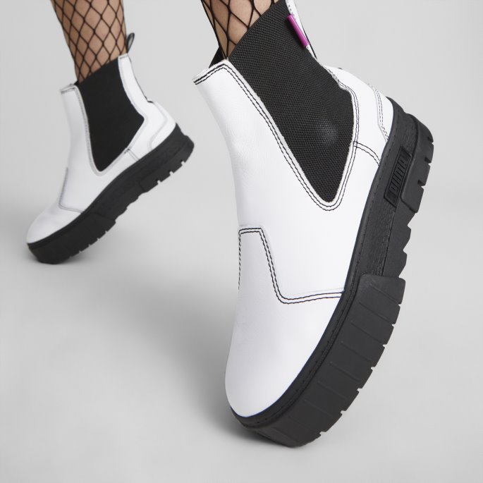 Hvit-svart Puma På Tilbud Mayze Pop Chelsea Boot Dame