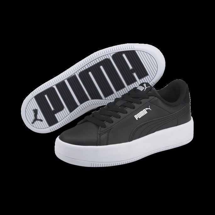 Lily Plattform Snøre Damesko Svart-svart-hvit Puma På Salg