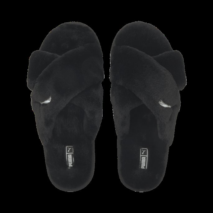 Fluff X Strap Dameslide Svart-hvit Puma På Salg