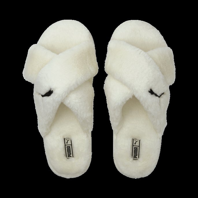 Fluff X Strap Dameslide Whisper Hvit-svart Puma På Salg