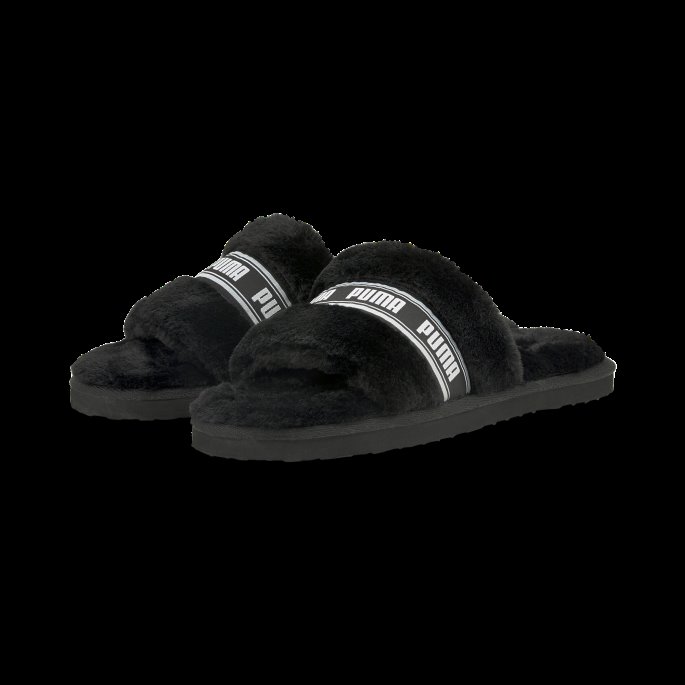 Fluff Slide Sko Store Barn Puma På Tilbud Svart-hvit