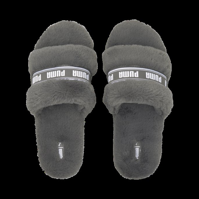 Kull Grå-hvit Fluff Slide Sko Store Barn Puma På Tilbud