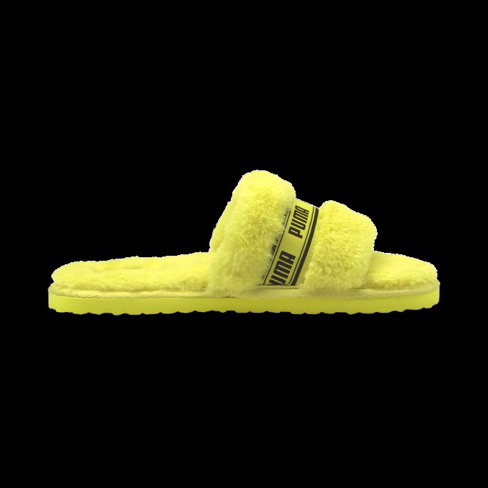 Fluo Gul-svart Puma På Tilbud Fluff Slide Sko Store Barn