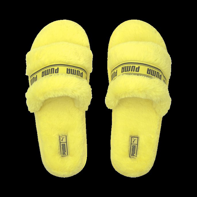 Fluo Gul-svart Puma På Tilbud Fluff Slide Sko Store Barn