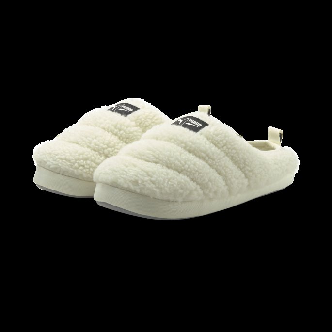 Puma På Tilbud Scuff Sherpa Tøfler Store Barn Hvisker Hvit-svart