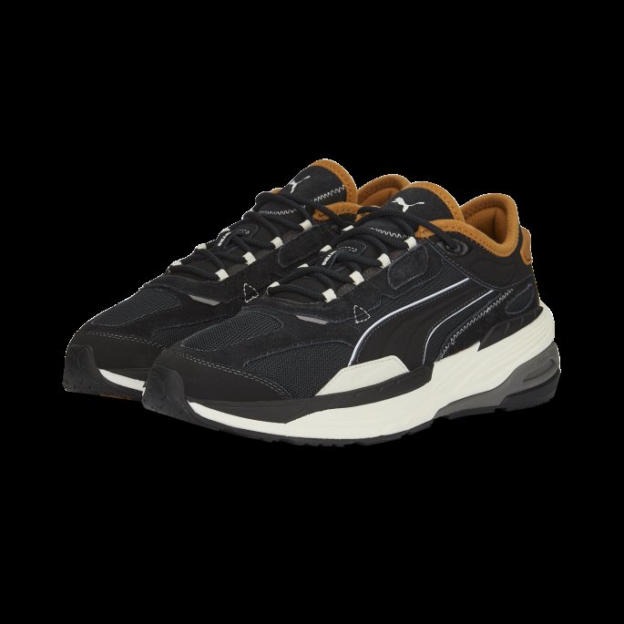Puma På Tilbud Jet Black-whisper Hvit Utstrekning Nitro Heritage Joggesko