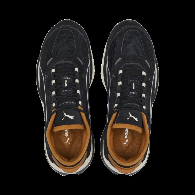 Puma På Tilbud Jet Black-whisper Hvit Utstrekning Nitro Heritage Joggesko