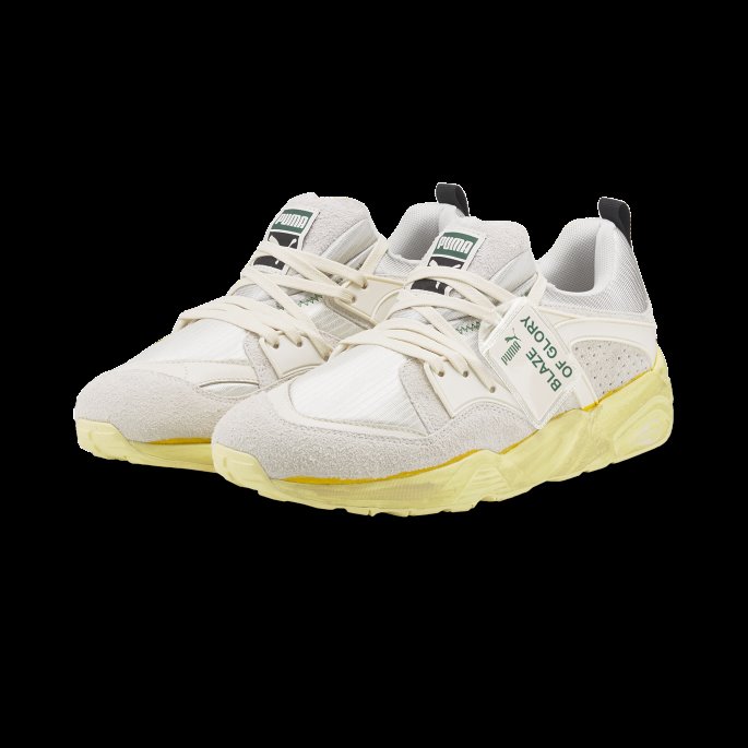 Whisper White-team Gull Puma På Salg Blaze Of Glory De Aldri Brukte Joggesko