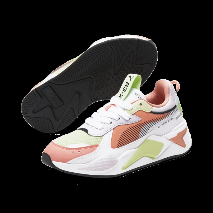 Rs-x Umatchede Joggesko For Kvinner Hvit-fersken Rosa-sommerfugl Puma På Salg