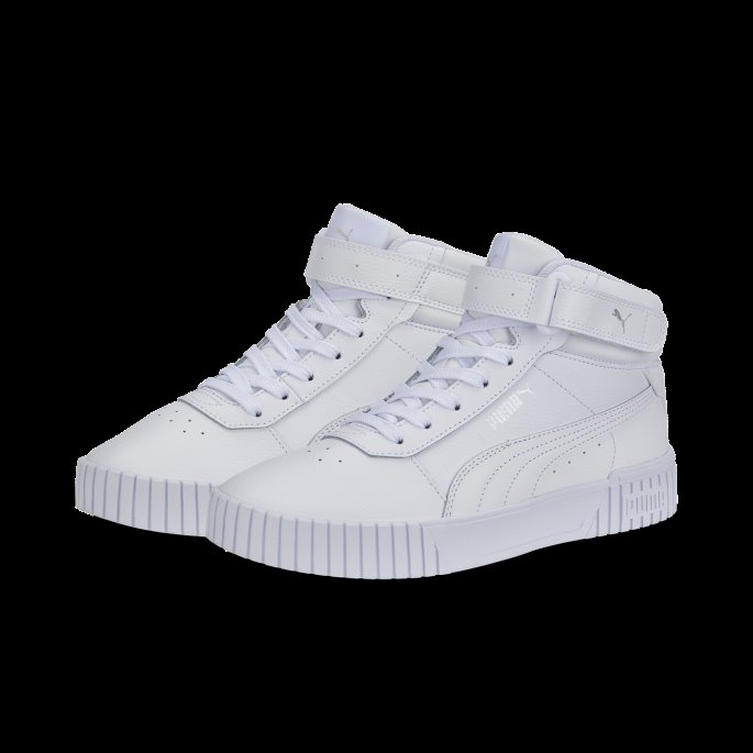 Hvit-hvit-sølv Puma På Tilbud Carina 2.0 Mid Sneakers Dame