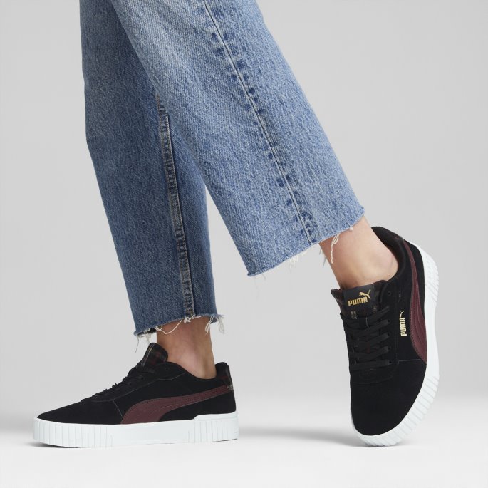 Svart-aubergine-team Gull Carina 2.0 Tartan Sneakers Kvinner Puma På Tilbud