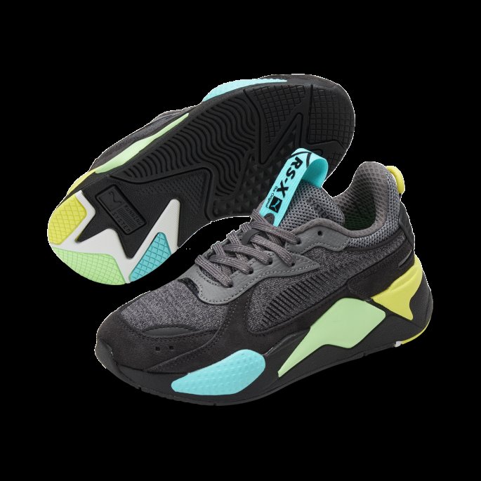Puma På Tilbud Rs-x Highlighter Joggesko Store Barn Castlerock-svart-fluo Gul