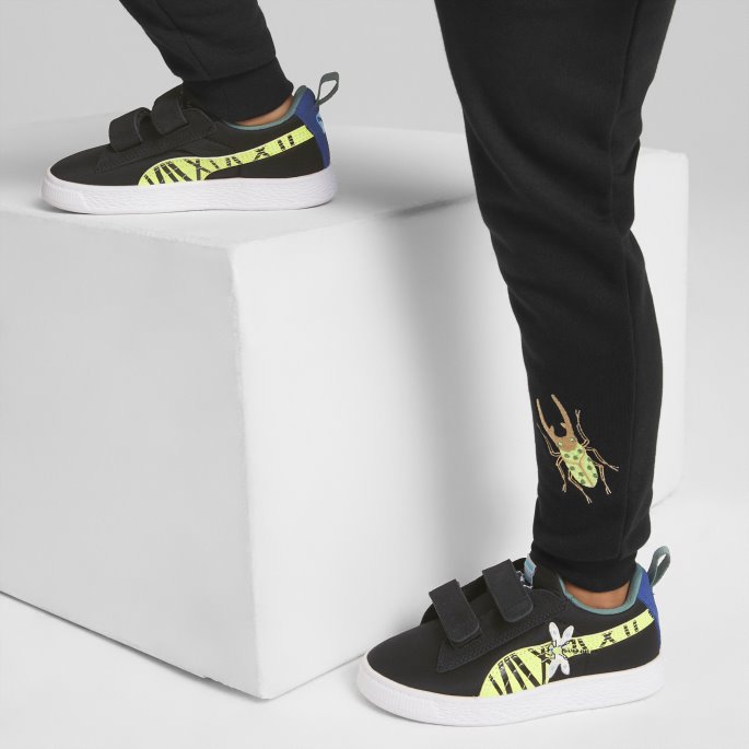 Black-lime Squeeze Puma På Tilbud Semsket Skinn Light Flex Small World Ac Små Barnesko