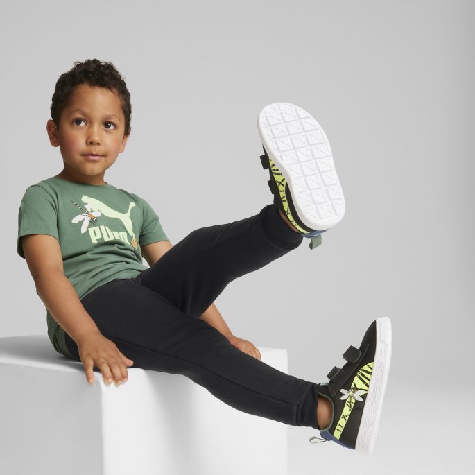 Black-lime Squeeze Puma På Tilbud Semsket Skinn Light Flex Small World Ac Små Barnesko