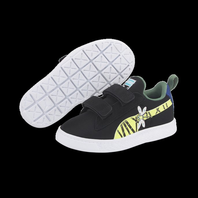 Black-lime Squeeze Puma På Tilbud Semsket Skinn Light Flex Small World Ac Små Barnesko