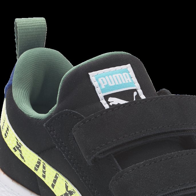 Black-lime Squeeze Puma På Tilbud Semsket Skinn Light Flex Small World Ac Små Barnesko