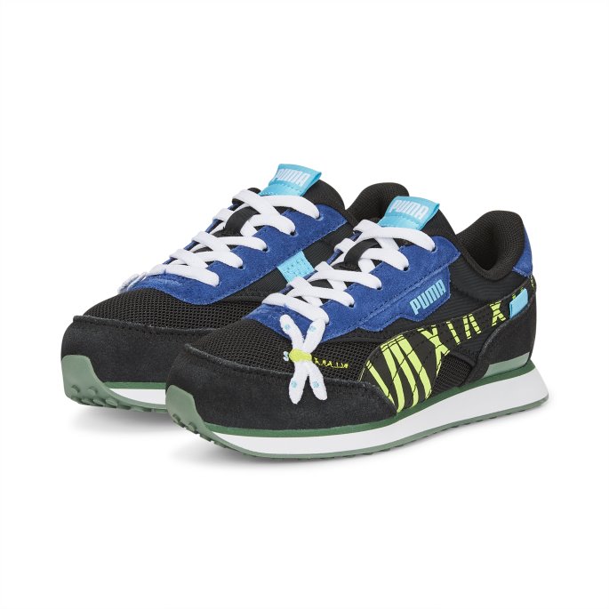 Black-lime Squeeze Puma På Tilbud Future Rider Small World Little Kids Joggesko