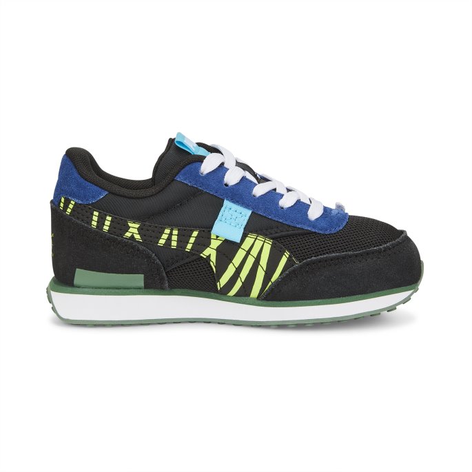 Black-lime Squeeze Puma På Tilbud Future Rider Small World Little Kids Joggesko