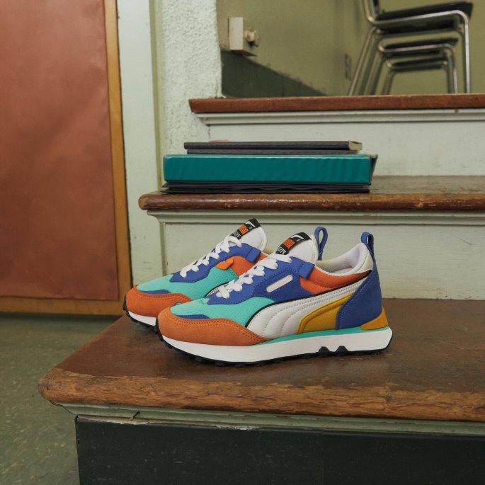 Biscay Green-vibrant Orange Rider Fv Future Vintage Joggesko Ungdom Puma På Salg