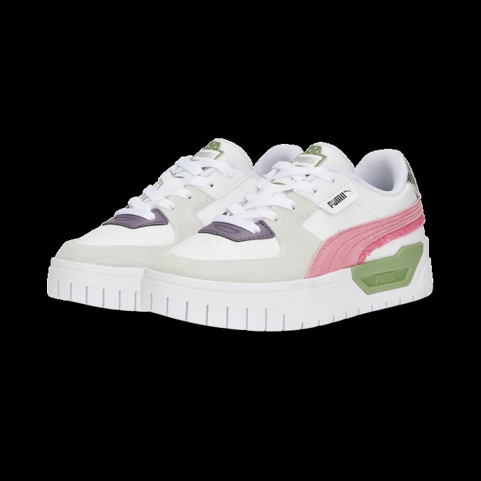Puma På Tilbud Cali Dream Boho Gleam Store Barnejoggesko Hvit-glødende Korall-støvete Grønne