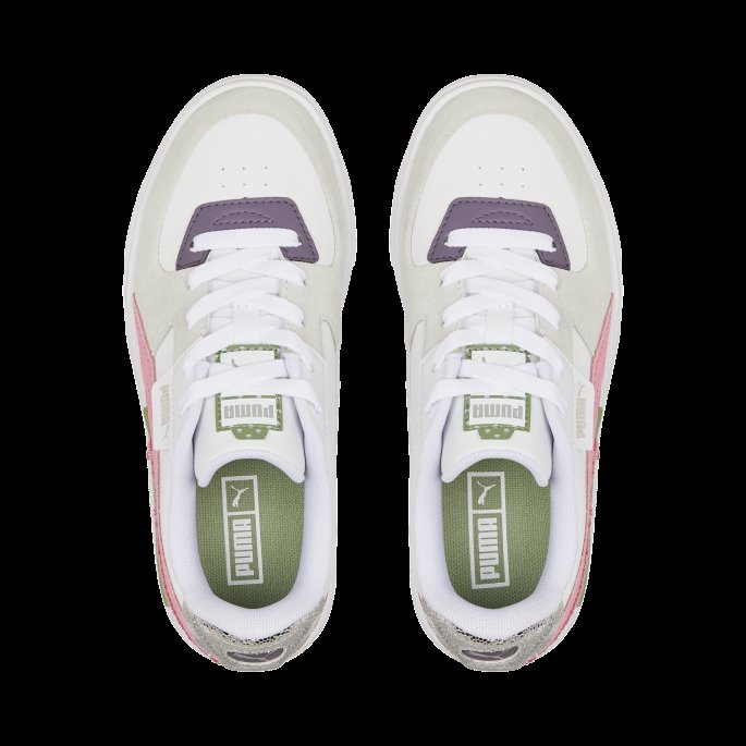 Puma På Tilbud Cali Dream Boho Gleam Store Barnejoggesko Hvit-glødende Korall-støvete Grønne