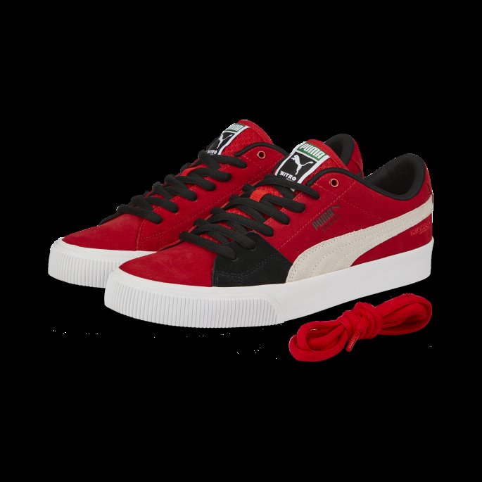 Puma På Tilbud Høyrisiko Rød-hvit-svart Semsket Skate Nitro Sneakers