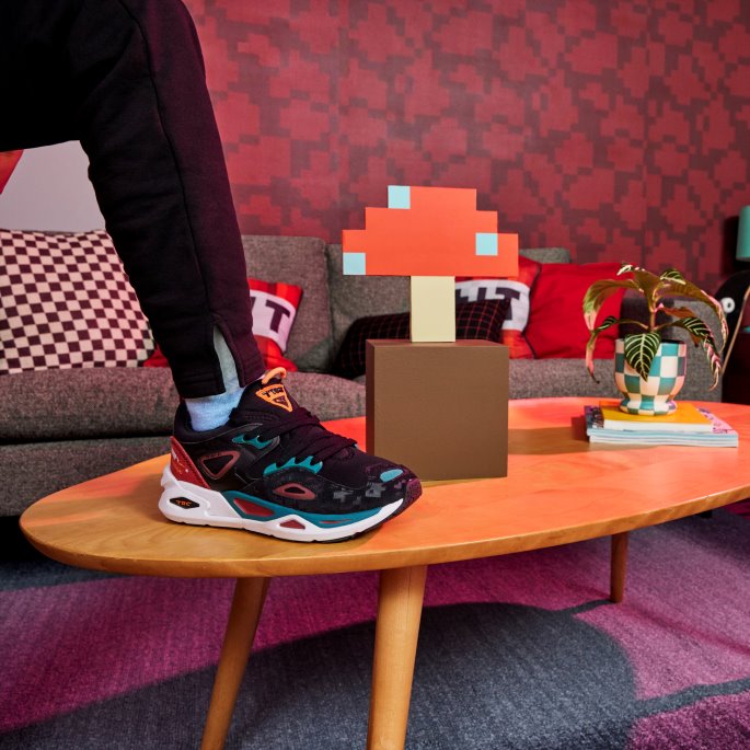 Puma På Tilbud X Minecraft Trc Blaze Joggesko Ungdom Svart-blågrønn