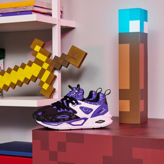 Puma På Tilbud X Minecraft Trc Blaze Ungdoms Joggesko Hvit-kongelig Lilla