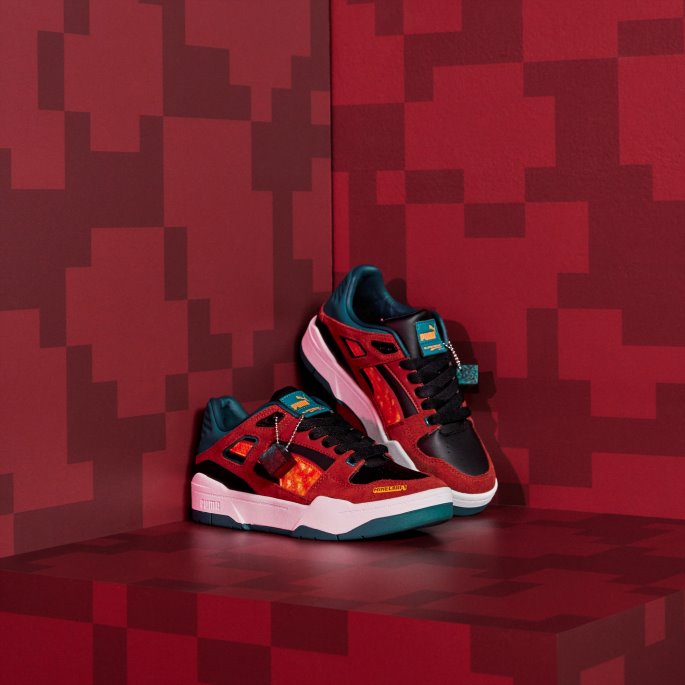 Puma På Tilbud X Minecraft Slipstream Joggesko Store Barn Rødbrun-blågrønn