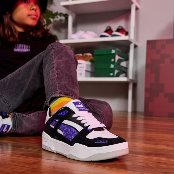 Puma På Tilbud X Minecraft Slipstream Joggesko Store Barn Svart-hvitt