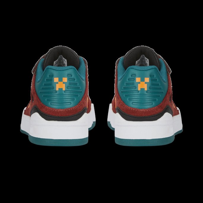 Puma På Tilbud X Minecraft Slipstream Alternativ Lukking Barnejoggesko Rødbrun-blågrønn