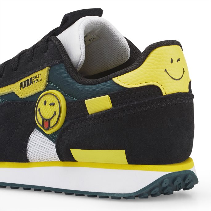 Puma På Tilbud X Smileyworld Future Rider Små Barnesko Svart-hvit-levende Gule