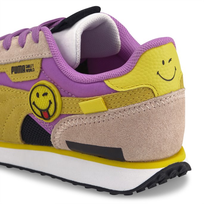 Puma På Tilbud X Smileyworld Future Rider Små Barnesko Rosa Kvarts-lilla Pop-svart