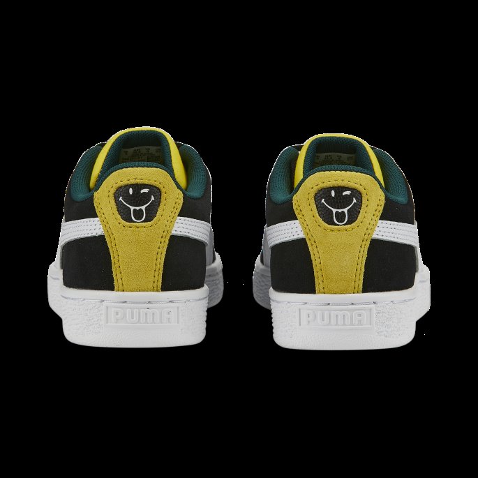Puma På Tilbud X Smileyworld Semsket Skinn Store Barnesko Svart-hvitt-levende Gule
