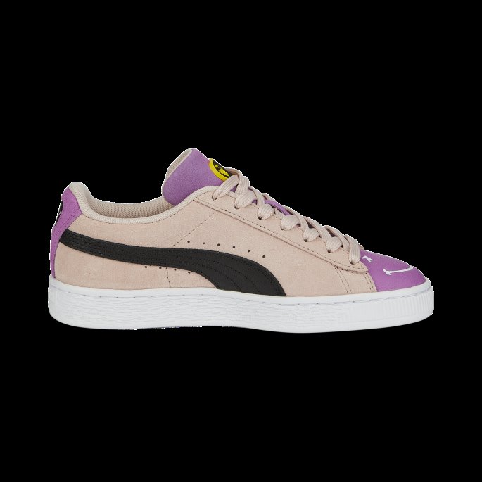 Puma På Tilbud X Smileyworld Semsket Skinn Joggesko For Store Barn Rosa Kvarts-lilla Pop-svart