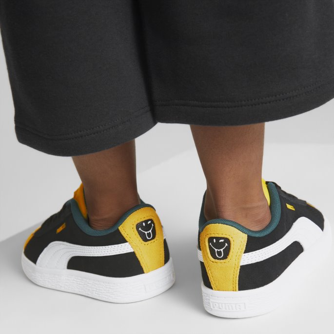 Puma På Tilbud X Smileyworld Semsket Små Joggesko For Barn Svart-hvit-levende Gul