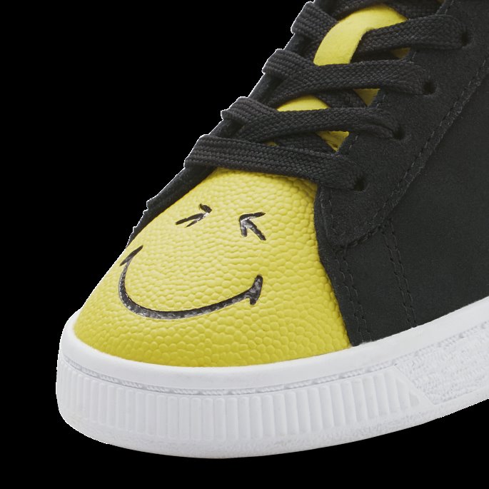 Puma På Tilbud X Smileyworld Semsket Små Joggesko For Barn Svart-hvit-levende Gul