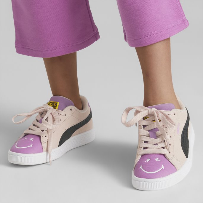 Puma På Tilbud X Smileyworld Semsket Små Joggesko For Barn Rosa Quartz-lilla Pop-svart