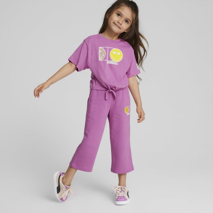 Puma På Tilbud X Smileyworld Semsket Små Joggesko For Barn Rosa Quartz-lilla Pop-svart