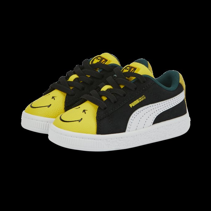 Puma På Tilbud X Smileyworld Semsket Sneakers Til Småbarn Svart-hvit-pulserende Gul