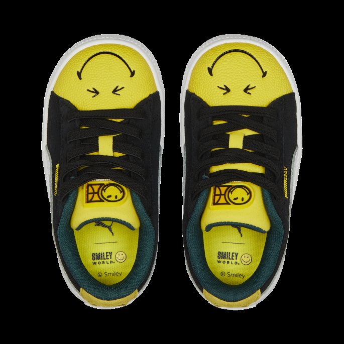 Puma På Tilbud X Smileyworld Semsket Sneakers Til Småbarn Svart-hvit-pulserende Gul