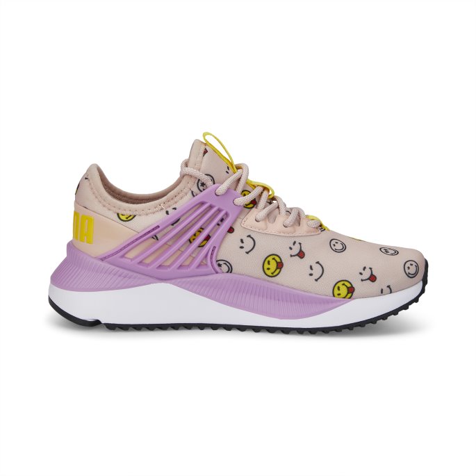 Puma På Tilbud X Smileyworld Pacer Future Youth Joggesko Rose Quartz-lilla Pop-gule