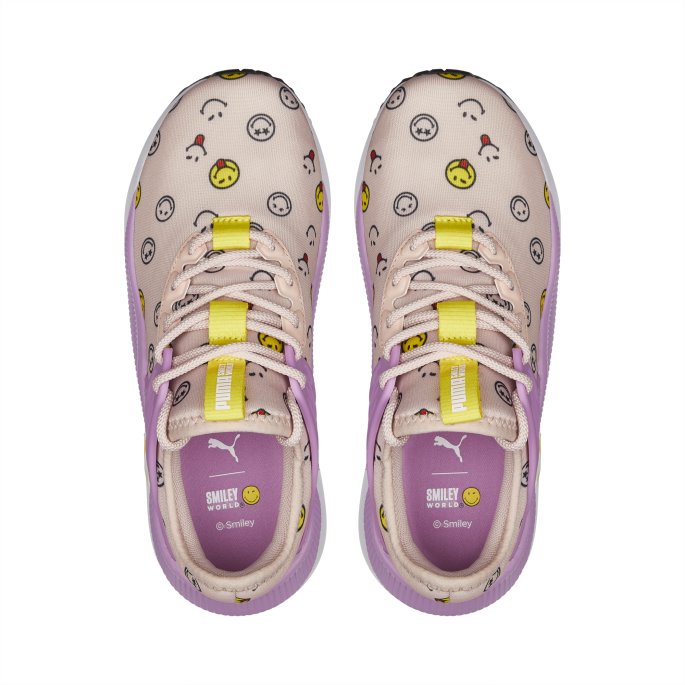 Puma På Tilbud X Smileyworld Pacer Future Youth Joggesko Rose Quartz-lilla Pop-gule