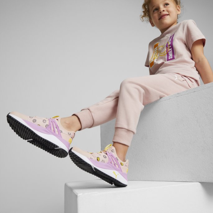 Puma På Tilbud X Smileyworld Pacer Future Førskole Joggesko Rose Quartz-lilla Pop-gul